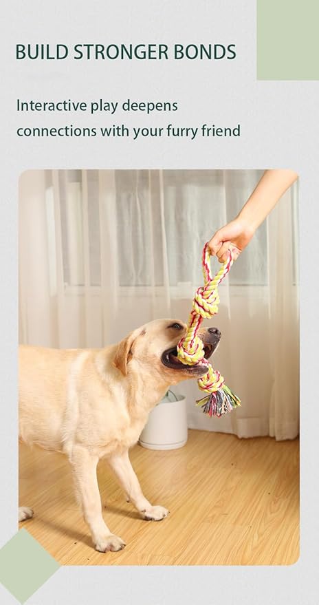 2-Pack 21" Natural Fiber Dog Rope Toy - Twisted Chew for Strong Chewers, Interactive Fetch Fun with Textured Knots