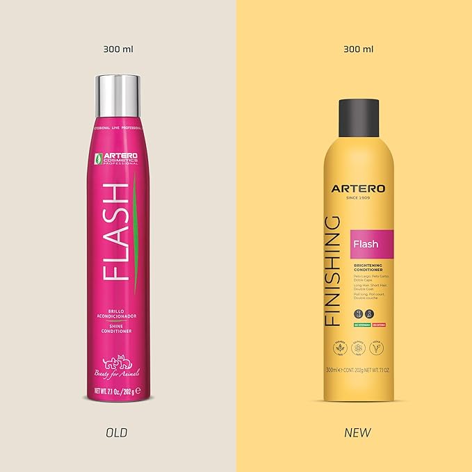 Artero Flash Shine Conditioner Spray for Dogs and Cats – Instant Detangling and Shine Spray with Anti-Frizz and Conditioning Effect – Professional Grooming Finish, 7.1 fl oz