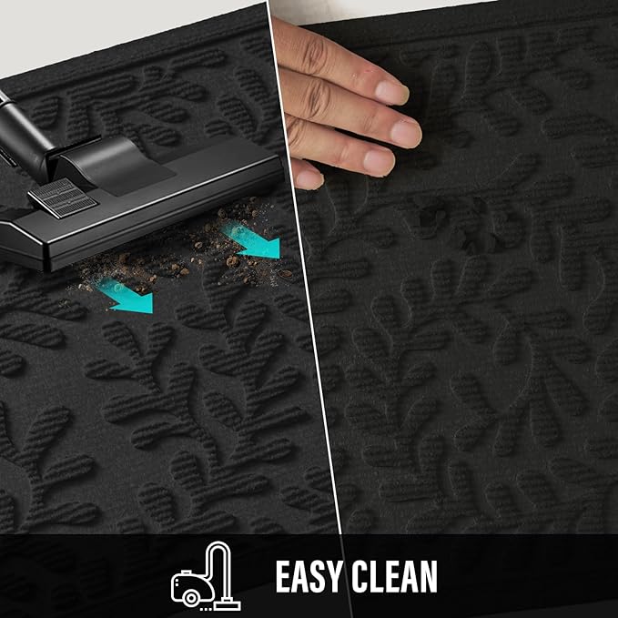 Front Door Mat, Absorbent Dirt Trapping Welcome Door Mat Indoor Outdoor, Non Slip Entry Mat, Indoor Outdoor Door Mats, Fade Resistant, Low Profile Doormat for Entryway, 47×32, Black