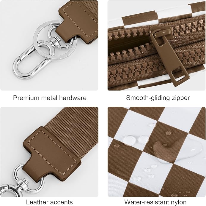 Checkered WristleWallets for Women, RFID Wallet Crossbody with 4 Zippers, Credit Card Holder Cell Phone Organizer