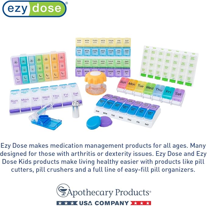 EZY DOSE Pill Cutter and Splitter with Dispenser, Safely Cuts Large, Small and Tiny Pills, Vitamins, Tablets in Half, Accurate and Easy Cutting, Stainless Steel Blade, Travel Sized, Black, BPA Free
