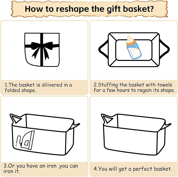 OIAHOMY 19L Woven Basket, Gift Basket Empty with Gift Bags Ribbons and Wrap Tissue Paper, Rope Baskets for Baby Showers, Storage Baskets with Handles for Nursery Pet Toy Organizer - Easter White
