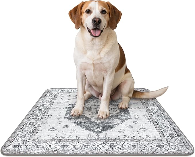 Lahome Super Absorbent Washable Pee Pads for Dogs - Secure Floor Protection - Non-Slip, Leakproof Reusable Pads for Training, Crates & Playpens (2 Pack, 36"x36", Gray)