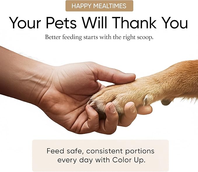 Color Up 1 Cup Pet Food Scoop – Stainless Steel Dog Food Scoop Cup (16 Tbsp) – Heavy-Duty, Rust-Resistant Measuring Scoop for Dogs, Cats, Birds & Rabbits – Ideal for Dry Food & Treats