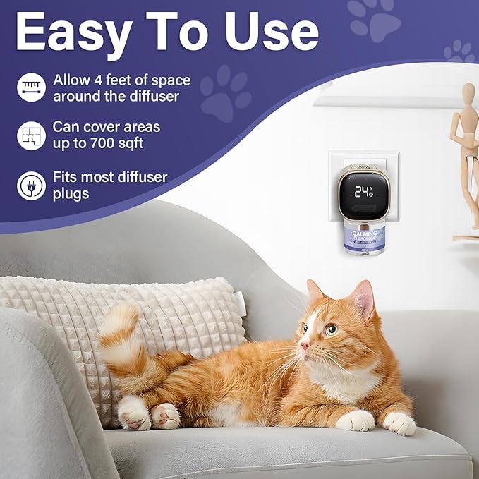 Cat Calming Diffuser Refill 9 Pack Pheromone Diffuser to Calm Cats 270 Days Effectively Anti Anxiety Relief Stress Cat Pheromones Calming Refills 48ml/Bottle Fits All Cats And Common Diffusers Plug in