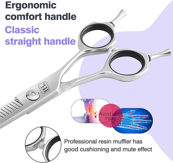 Professional Curved Thinning Scissors for Dog Grooming, 30-Degree Curvature, Japanese 440C for Trimming Dogs Cats and Other Pets face and paws