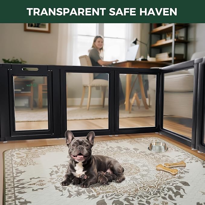 FXW AuraSpace Acrylic Indoor Dog Playpen for Small and Medium Dogs, 30 Inch, 16 Panels, Black