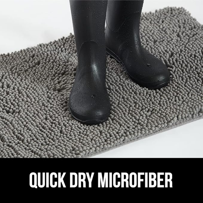 GORILLA GRIP SOAKSTOPPER Dog Door Mat, Machine Washable Rug Absorbent Doormat Captures Moisture Mud Dirt, Quick Dry Soft Chenille Entryway Rugs Indoor Entrance Mats for Dog Paws, 24x17 Gray