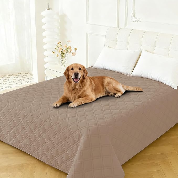 CYCMACO Waterproof Couch Covers for Pets, Waterproof Dog Bed Cover, Anti-Slip Soft Dog Blankets, Couch Cover for Dogs Washable, Pet Blanket for Puppy Large Dogs Cat (82x82 Inch, Khaki)