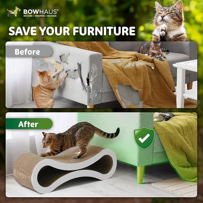 Infinity Cat Scratcher Lounger, Reversible Scratcher, Durable & Long-Lasting, Cat Cardboard Scratcher, Large Cat Scratching Pad, Scratching Board, Infinity Scratch Pad for Indoor Cats, White