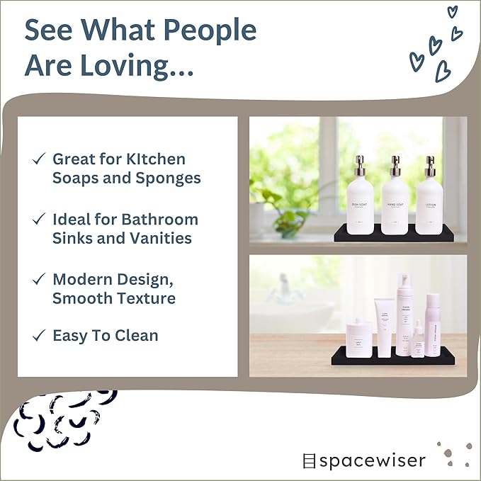 Spacewiser Countertop and Vanity Tray - 2 PC Large 11.7" Silicone Bathroom Trays, Counter Organizer, Dish Soap Sponge Holder Kitchen Sink Tray Organizer, Sink Caddy Toothbrush Key Kitchen Soap Trays