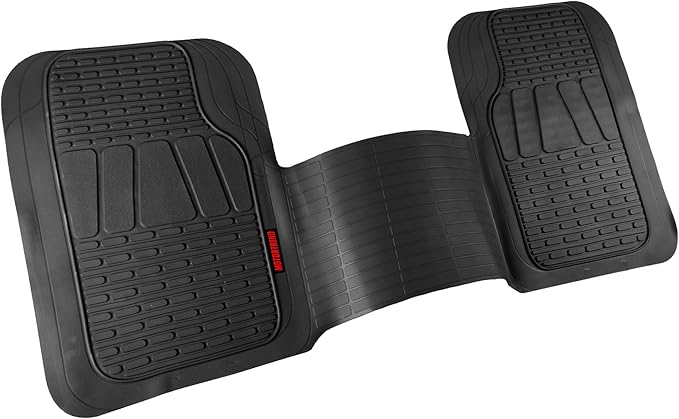 Motor Trend WingRunner Rubber Rear Floor Mats Liners for 2nd or 3rd Row, Back Row 1-Piece Heavy Duty All Weather Protection Universal Fit Designed to Fit Trucks Cars Sedans SUVs Easy to Clean - Black