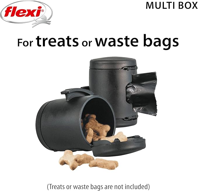 FLEXI Multi Box – Add on Retractable Leashes, Poop Bag Dispenser, Dog Treat Holder for Training, Multipurpose Box, Black