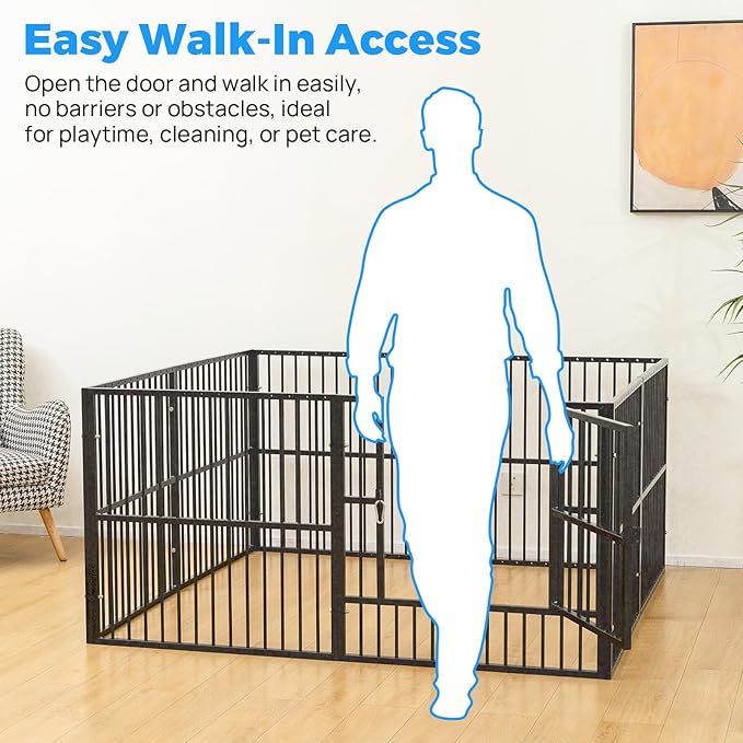 Dog Playpen - 32" Height Dog Pen, Heavy Duty Puppy Pen with Door, Safe & Sturdy, Easy Assemble for Indoor/Outdoor Pet Playpen (10 Panels with Door, Grey)