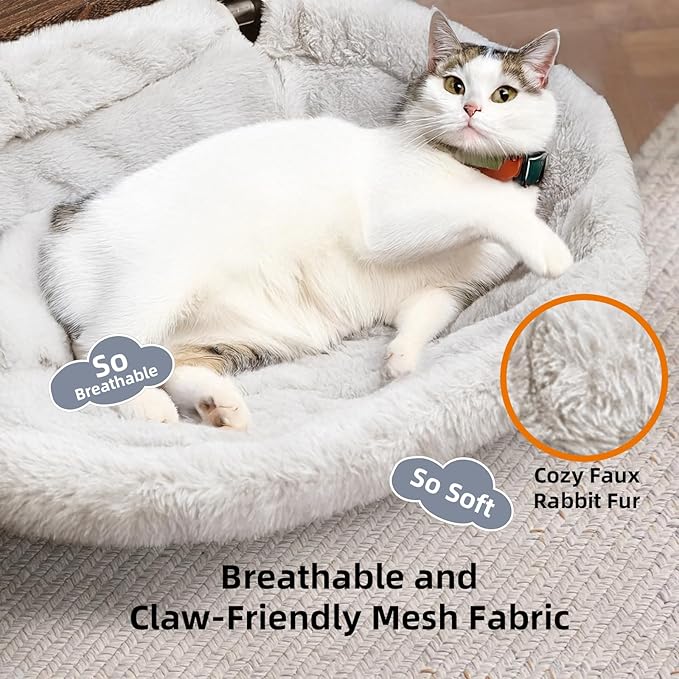 Lilyang Large Cat Desk Bed – Sunken Cat Hammock, 19.5"x15" Spacious Nest, Secure Bed with Dual Clamps & Steel Frame, Supports Up to 50 lbs, Reversible & Washable Bed Cover