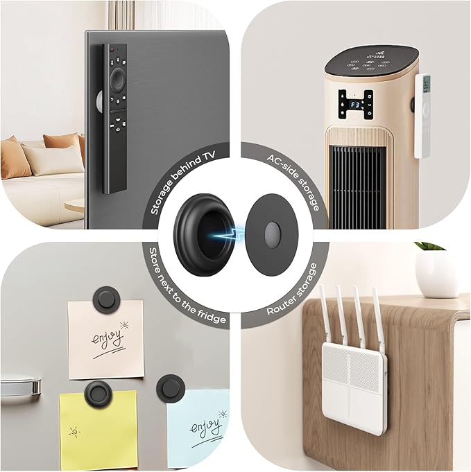 4Pcs Magnetic Remote Control Holder, Upgrades Silicone Wall Mount Self-Adhesive Remote Control Stand, Organizer Storage for Air Conditioner & TV Remotes, Caddy Back of Televisions (White
