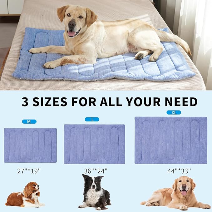 MARUNDA Dog Cooling Mat, No Need to Freeze Or Refrigerate This Cool Pet Pad Cat Mats- Keep Your Pet Cool, Machine Washable (Ocean Blue, 44" x 32" XL-Crate)