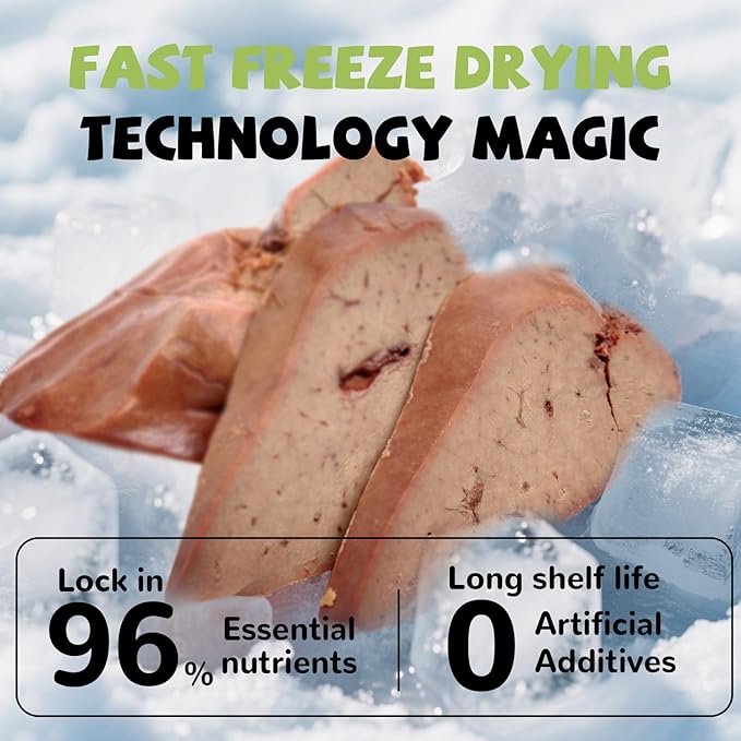 Freeze Dried Chicken Liver Pet Treats, High Protein Freeze-Dried Pet Food for Dogs, Cats, Fresh Ingredient Snacks, 2.1 oz, Rawhide Free&Grain Free