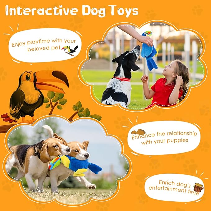 Dog Squeaky Toys: Stuffed Animal Dog Plush Chew Toy for Small, Medium, Large Dogs-Puppy Toys to Keep Them Busy