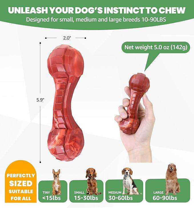 IPTPAS Durable Dog Chew Toy for Aggressive Chewers, Ultra Tough Dental Toy for Teeth Cleaning, Boredom Anxiety Relief, Long-Lasting Toy for All Dog Sizes & Teething Puppies, Keep Them Busy