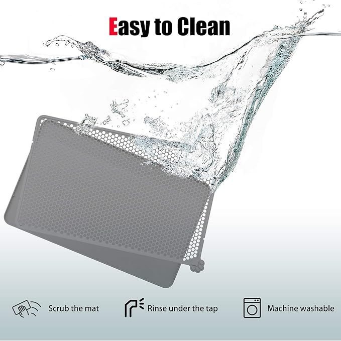Silicone Litter Box Mat 24"x15" (Keep Floor Clean)(Easy Clean)(Anti-Crease)(Built to Last)(Non-Slip)(Double Layer Detachable)(Soft on Paws)(Claw-Proof)