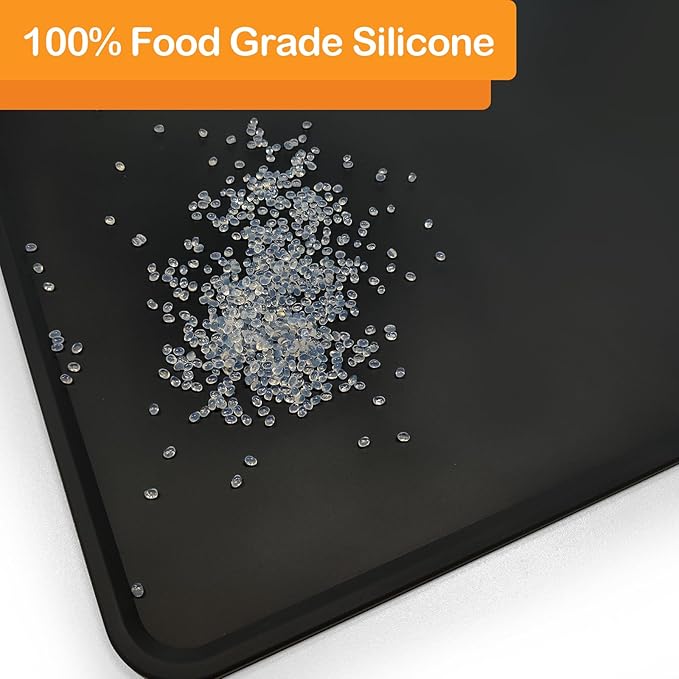 Dog Water Mat 39.4×29.5in - Silicone Dog Mat for Food and Water Extra Large - Pet Food Mat for Floors Waterproof - Pet Feeding Mat Prevent Water Food Spills - Black