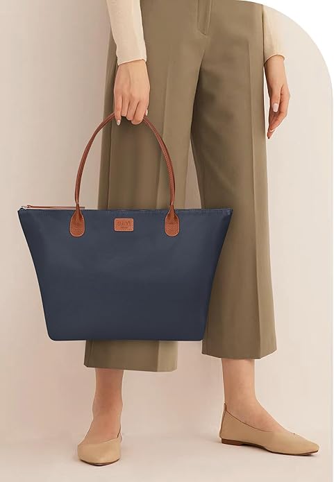 Nylon Tote Bag for Women, Large Foldable Weekend Hobo Purses for Women, Shoulder Tote Handbags with Zipper | Nylon, Large, Foldable, Weekend, Tote, with Zipper