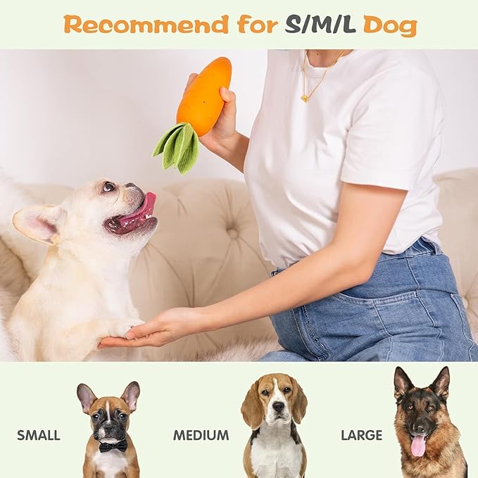Dog Toys for Aggressive Chewers, Interactive Squeaky Indestructible Dog Toys to Keep Them Busy, Reduce Boredom, Natural Rubber Chew Toys for Large Medium Breed, Puppy Tough Teething Toothbrush