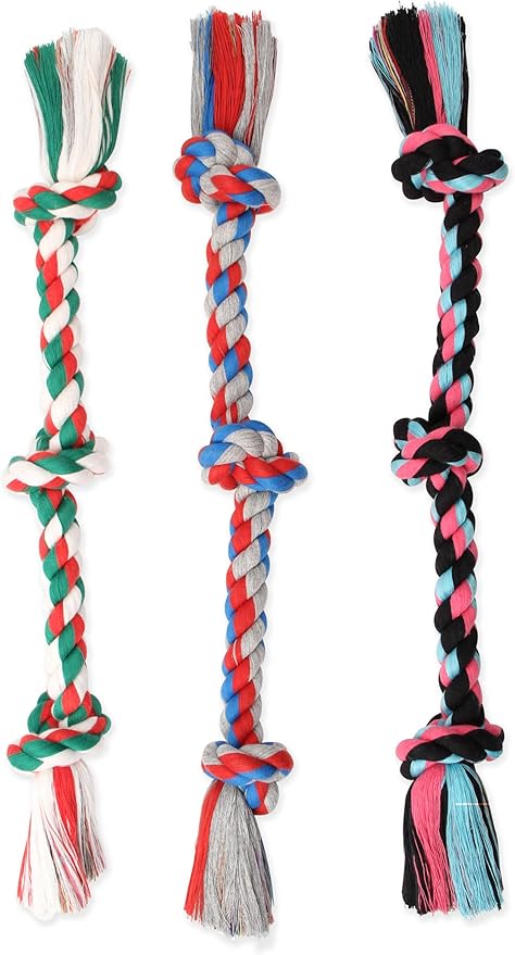 Mammoth Flossy Chews Rope Tug – Premium Cotton-Poly Tug Toy for Dogs – Interactive Rope Toy (Colors May Vary)