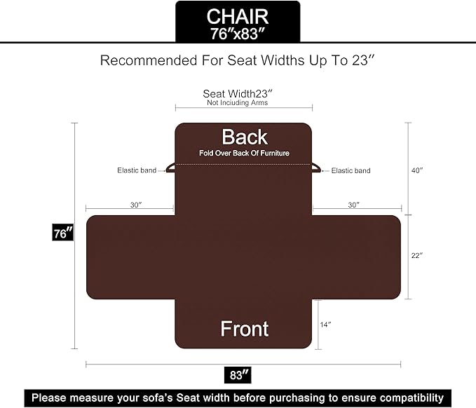 U-NICE HOME Recliner Chair Covers Reversible Chair Cover Pet Covers for Dogs with Elastic Straps Water Resistant Diamond Quilted (23''Armchair, Khaki/Light Grey)