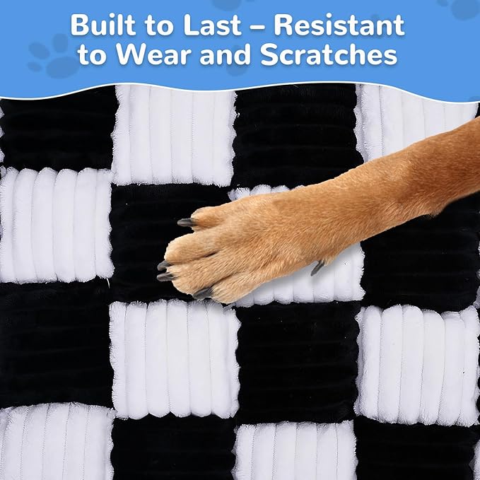 Backseat Pet Bed Mat, Fit for Backseat Extenders,Plaid Dog Bed for Car Back Seat,Non-Slip Travel Pet Pad for Car, SUV, Truck, Couch Cover, Washable Backseat Cushion(Black and White,24.8" x 54")