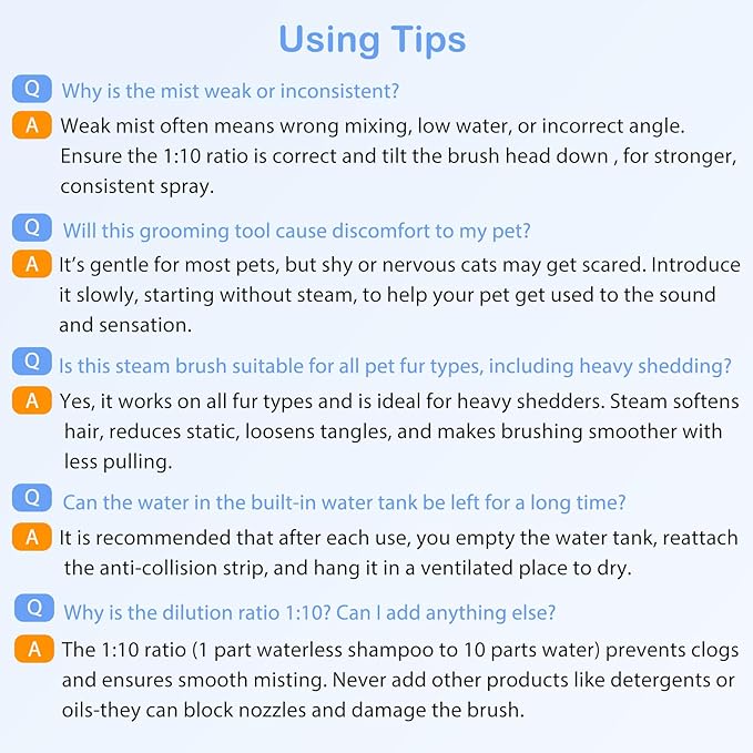 3-in-1 Pet Steam Brush: Rechargeable Grooming Tool with Gentle Mist Spray for Shedding Control, Self-Cleaning, 2-Speed, Waterproof, Safe Rounded Tips - For Dogs, Cats, Rabbits & All Coats