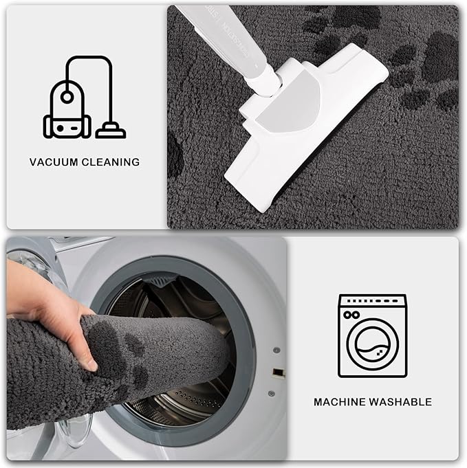 PURRUGS Dirt Trapping Door Mat 24" x 35.5", Non-Skid/Slip Machine Washable Microfiber Entrance Rug, Shoes Scraper, Dog Doormat, Super Absorbent Floor Mat for Muddy Wet Shoes and Paws, Grey