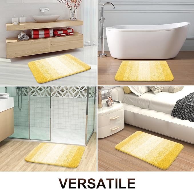 OLANLY Bathroom Runner Rugs 44x24, Extra Soft Absorbent Microfiber Bath Rugs, Rubber Backing, Quick Dry, Machine Washable Bath Mats for Bathroom Floor, Tub and Shower, Home Decor Accessories, Yellow