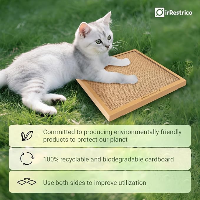 Cat Scratching Pad Board, Refillable and Combinable Corrugated Cat Scratchers for Indoor Cats, Double-Sided and Recyclable Cardboard (2Pack)