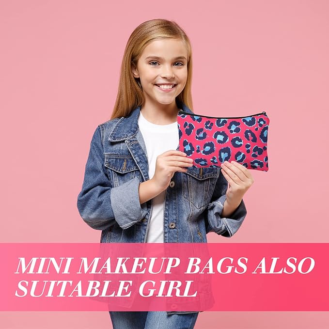 Reginary 20 Pieces Leopard Cosmetic Bag Bulk for Women Leopard Makeup Bags Gifts Roomy Makeup Bags with Zipper Toiletry Bag Pouch Travel Accessory Organizer Christmas Gifts, 7 x 4.3 Inches