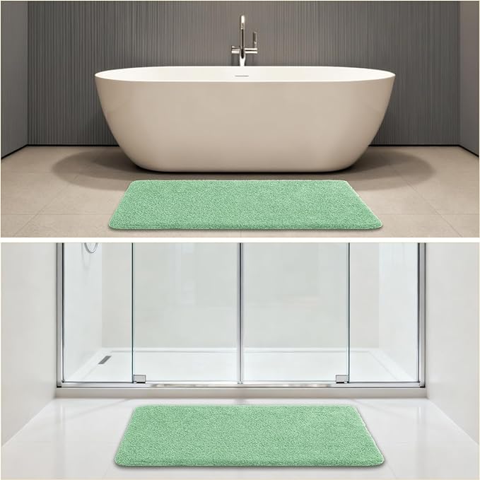 Light Green Bathroom Rugs 24"x48" – Long Plush Non-Slip Bath Mat, Absorbent & Washable Microfiber Runner Rug – Perfect for Tub, Sink, or Washroom