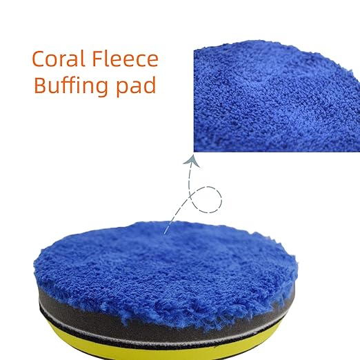 BLINGOBLING 12Pcs 7inch Foam Buffing Polishing Pads Kit, with Coral Fleece Pad, Backing Plate, M14 Drill Adapter, Car Buffing Kit for Car Polishing, Waxing, Sealing Glaze (12Pcs-7inch)