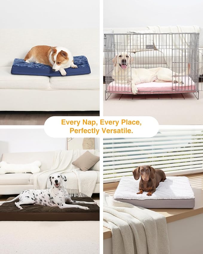 KSIIA Orthopedic Dog Bed, Deluxe Plush Waterproof, 29 x 18 Inch, Gray, 3-Inch Thick High-Density Egg Crate Foam, Removable Cover, Machine Washable