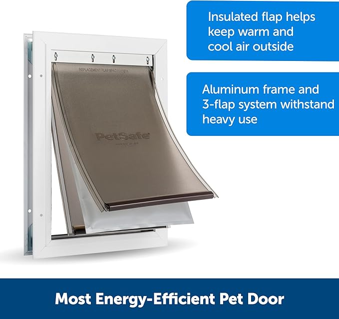 PetSafe Extreme Weather Aluminum Pet Door - Energy-Saving Thermal Barrier Pet Flap with Slide-in Door Locking & Secure Flap Cover - for Dogs Up to 100 lb - Large