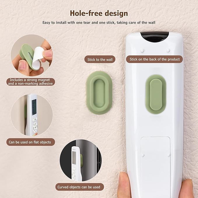 Magnetic Remote Control Holder Wall Mount - 4 Pcs No Drill Self-Adhesive Organizer for Air Conditioner & TV Remotes, Storage Caddy for Televisions Backside - Multicolor