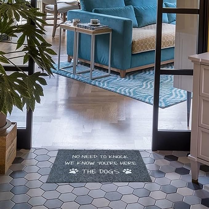 Funny Doormat Welcome Mats Dog Door Mat Rubber Doormat for Front Door, Indoor Entry Durable Door mats Outside Entryway, Do Not Knock We Know You're Here