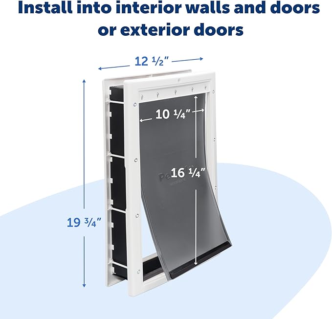 PetSafe Plastic Pet Door - Easy Install for Wood, PVC Metal & Paneled Doors - Rust-Free Plastic Frame - Flap Dimensions 10 1/4" W x 16 1/4" H - for Large Dogs Weighing Up to 100 lb