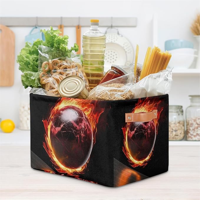 Bowling Storage Baskets with Handles,Foldable Cubes Storage Box Bin,Waterproof Open Shelf Basket Organizer for Kid Clothes Toy Gift Baskets