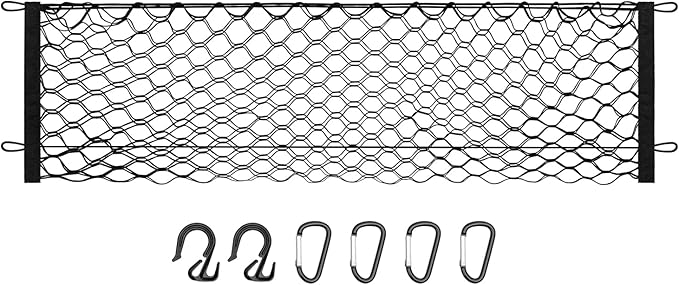 Trunk Cargo Net for 2017-2026 Honda Ridgeline Accessories Envelope Style Mesh Trunk Net Organizer and Storage Stretchable Adjustable Elastic Nylon Rear Cargo Netting with Hooks