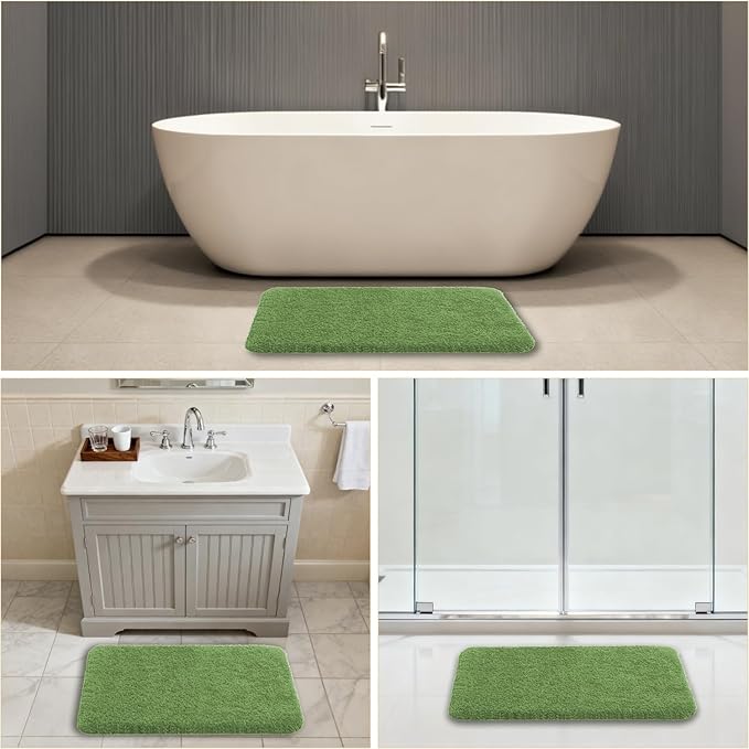 Hunter Green Bathroom Rugs 20"x32" - Soft Plush Bath Mat, Non Slip Absorbent Microfiber Bathroom Rug, Machine Washable Floor Mat - Perfect for Vanity, Sink or Bathtub Area