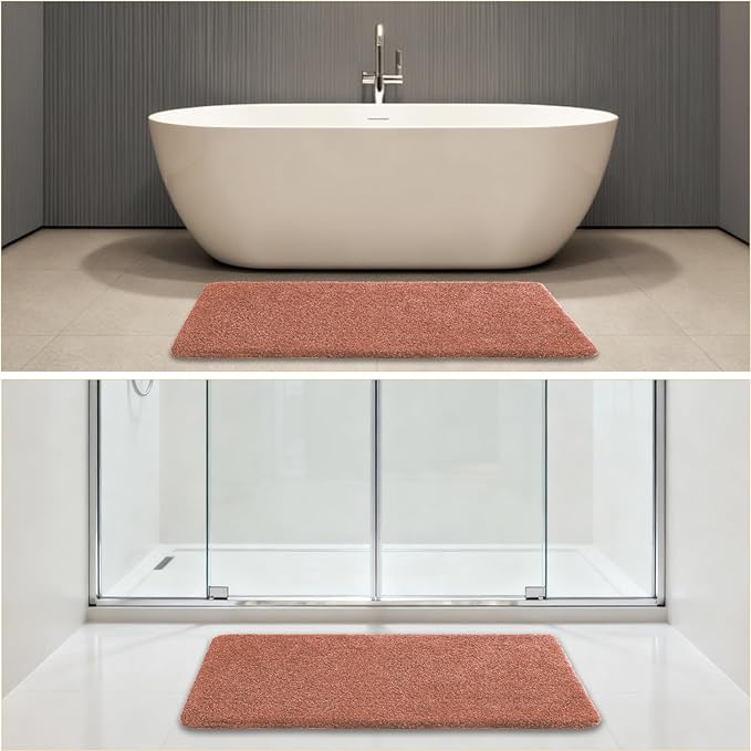 Rust Bathroom Rugs 24"x48" – Long Plush Non-Slip Bath Mat, Absorbent & Washable Microfiber Runner Rug – Perfect for Tub, Sink, or Washroom