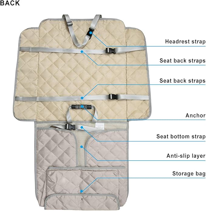 Bark Lover Deluxe Dog Seat Cover for Front Seat-More Durable Waterproof Front Seat Protector, High Heat Resistant and Nonslip Front Seat Cover for Dogs Kids, Universal Size (Beige)