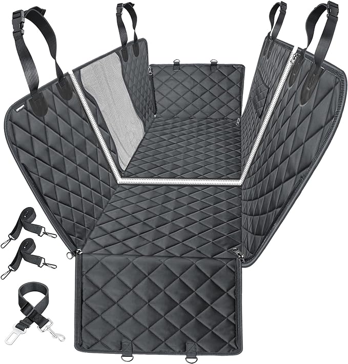 URPOWER 6-in-1 Dog Car Seat Cover for Back Seat, Waterproof Dog Car Hammock with Mesh Window & Side Flap, Pet Backseat Protector for Car, SUV, Truck