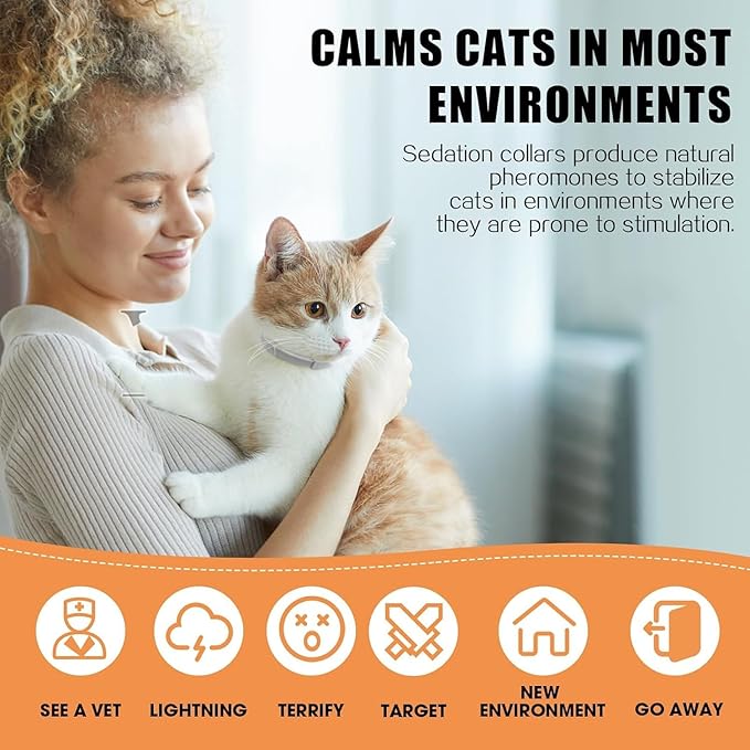 6 Pack Calming Collar for Cats, Adjustable Pheromones Cat Diffuser Pet Diffuser Anxiety Relief for Pet, 60 Day Long-Term Effect